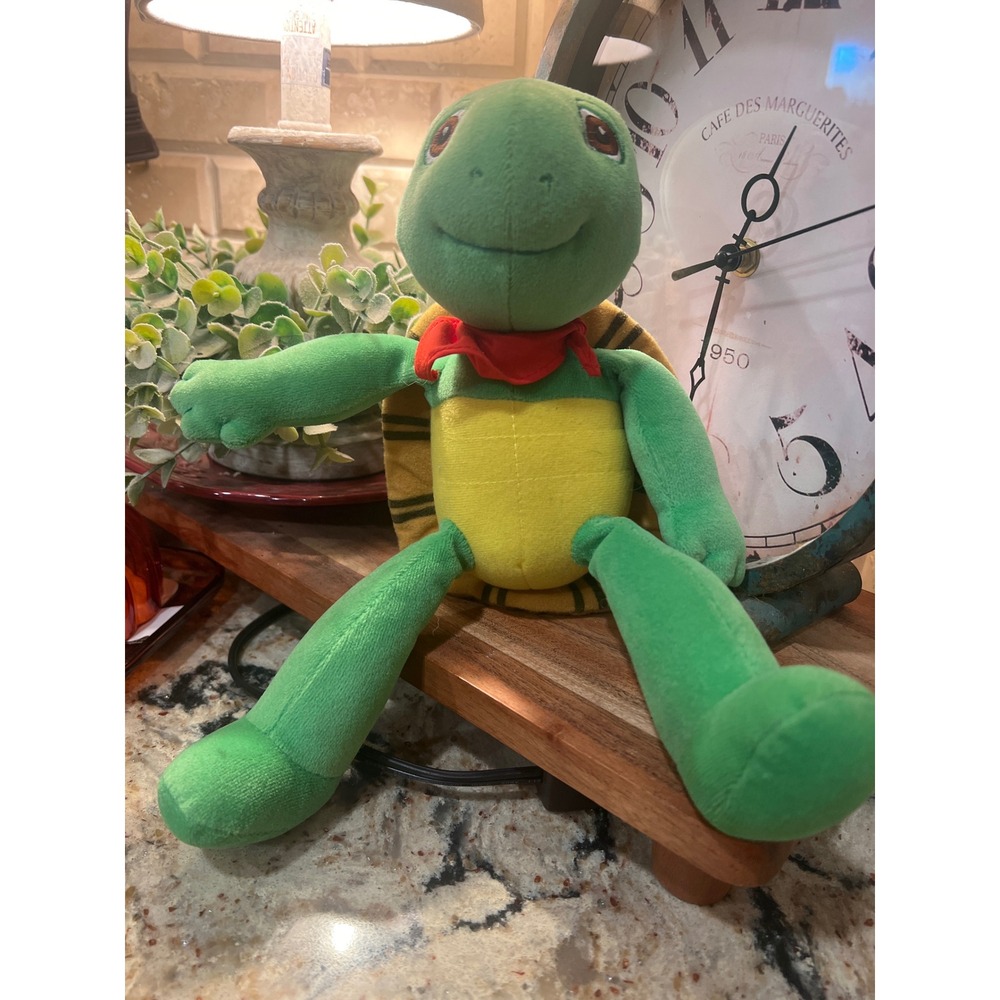 Eden Franklin the Turtle Plush Stuffed Animal Green Red Scarf 11 inch Vintage